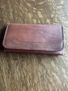 Vintage L.L.Bean Genuine Leather Travel Wallet Passport Holder Organizer Brown